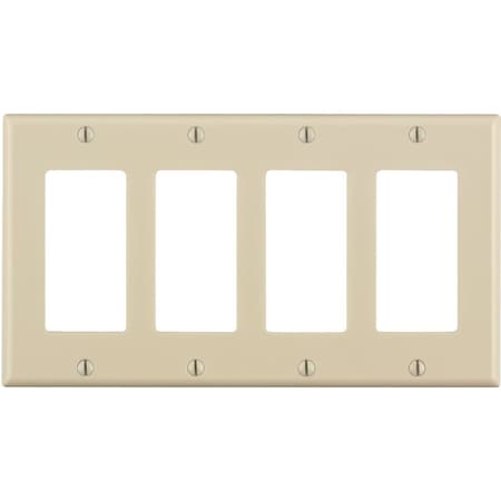 Leviton Decora 4-Gang Smooth Plastic Rocker Decorator Wall Plate, Light Almond 011-80412-00T